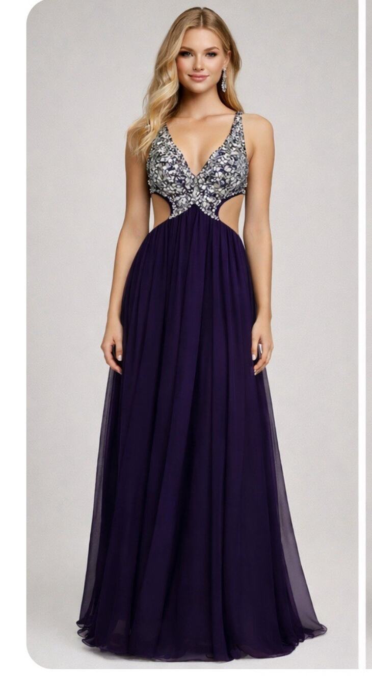 VTG Sean collection Evening Gown Open Back Rhinestones Silk Maxi Prom Formal Y2K